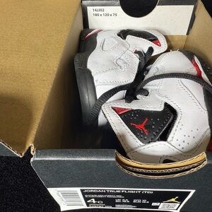 Nike Jordan 7 Retro Toddler Shoes - White/Black/Red - Size 4C